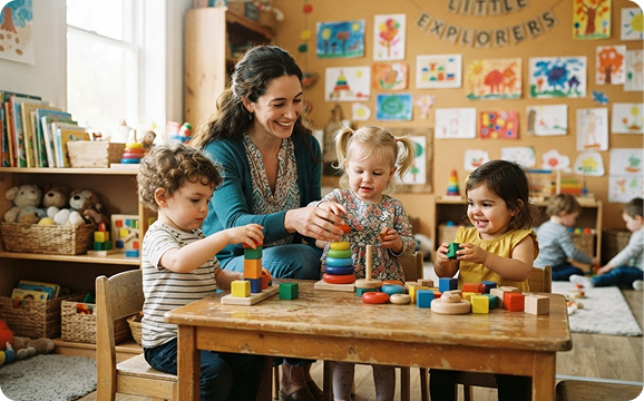 Teacher with children