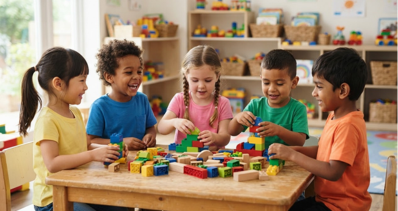 Children playing with blocks